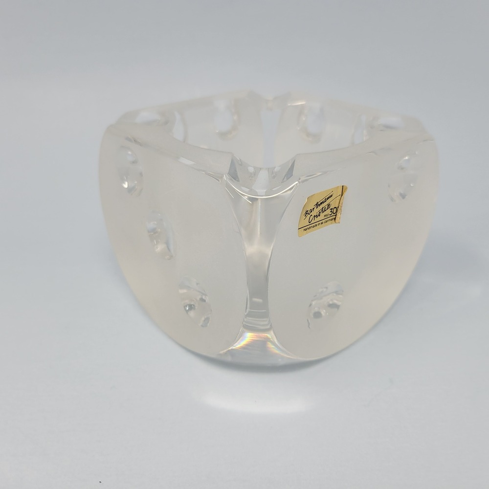 Barthmann Cristall 30% Lead Crystal Dice Ashtray Handmade W Germany Vintage MCM